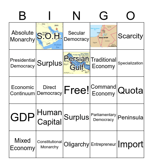 Governments  and Economics Bingo Card