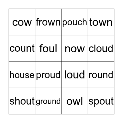 /ow/ sound Bingo Card