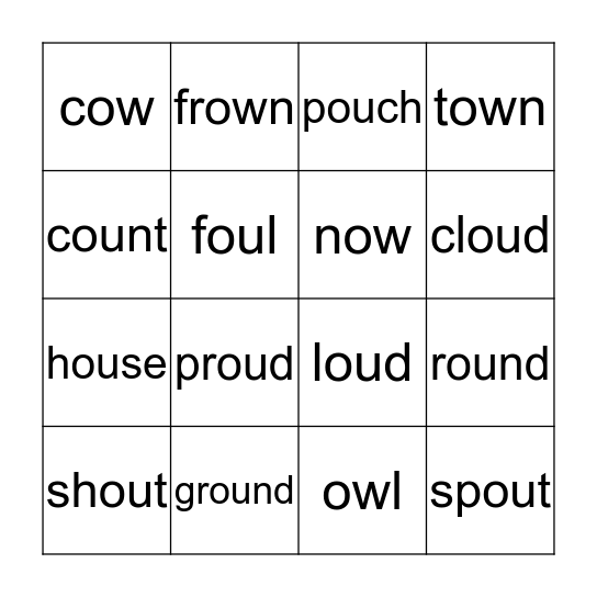 /ow/ sound Bingo Card