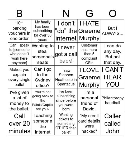 Subscriptions 2018 Bingo Card
