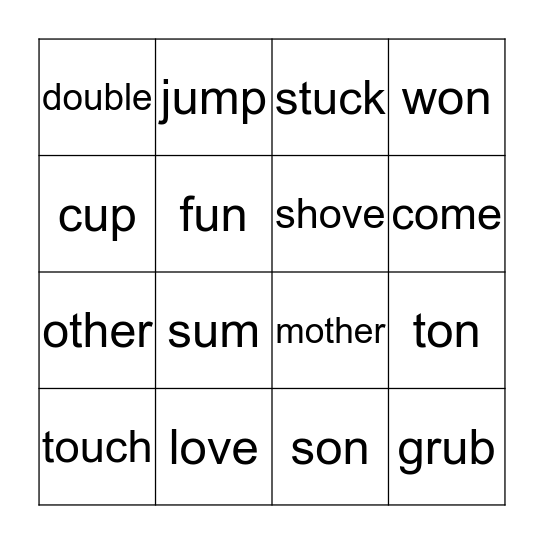 /u/ sound Unit 14  Bingo Card
