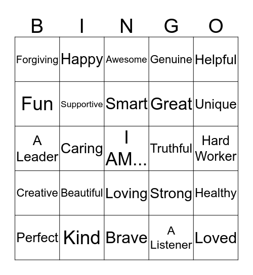 Affirmation Bingo Card