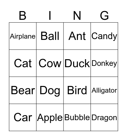phonics  Bingo Card