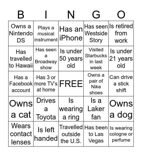 Nakamura Family Reunion  Bingo Card