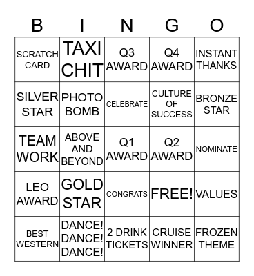 RBC GALA  Bingo Card