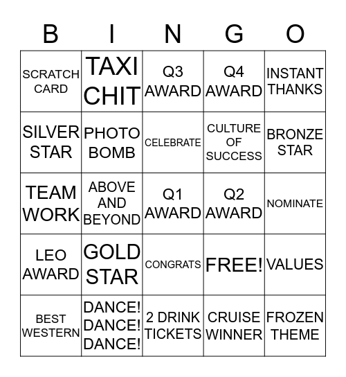 RBC GALA  Bingo Card