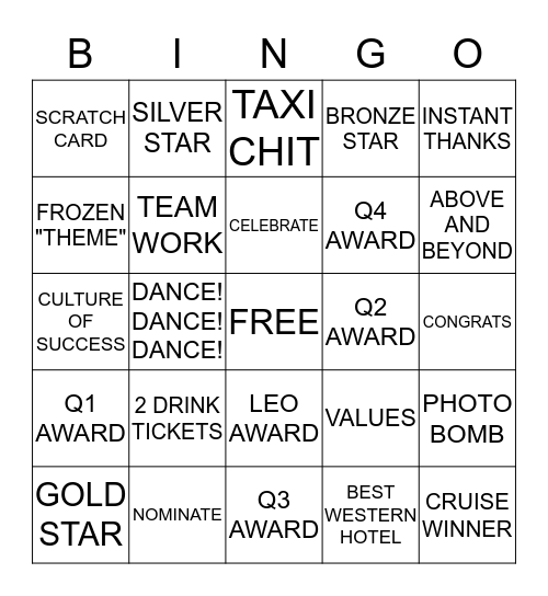 RBC GALA  Bingo Card