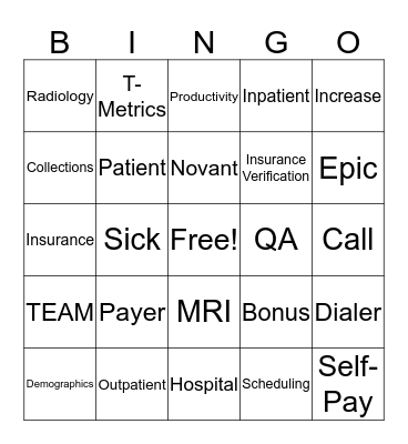 Pre-Service BINGO Card