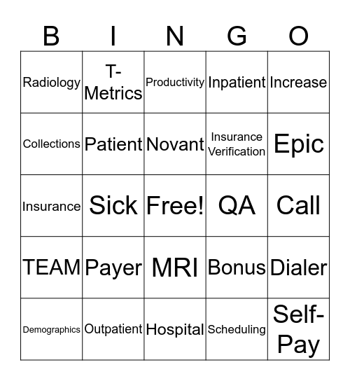 Pre-Service BINGO Card