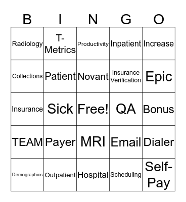 Pre- Service BINGO Card