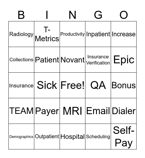 Pre- Service BINGO Card