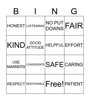 Social Contract Bingo Card