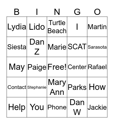 Contact Center Bingo Card