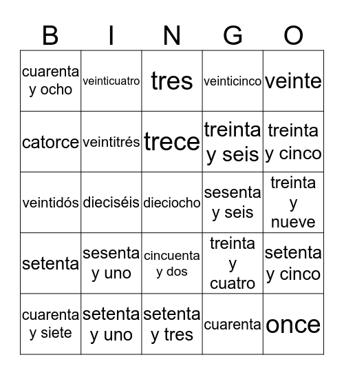 Los números 1-75 Bingo Card