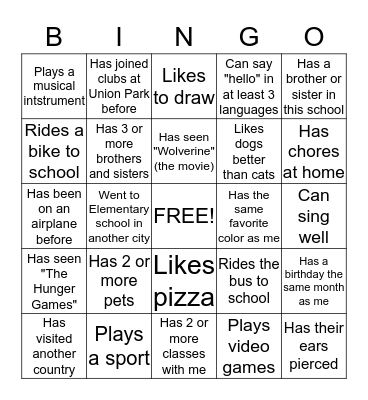 Icebreaker Bingo Card