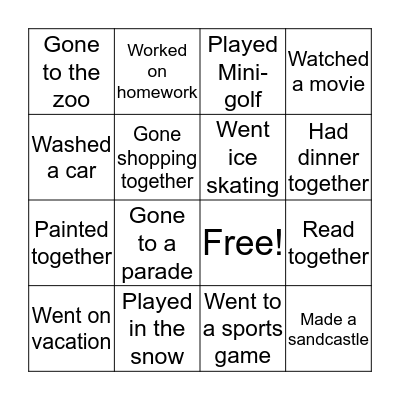 Grandparents/Grand Persons Day Bingo! Bingo Card