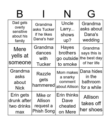 Wedding Bingo Card