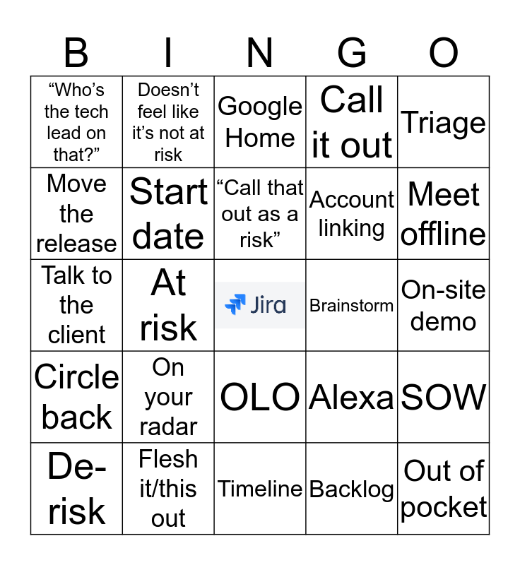 Project Management Sync Bingo Card
