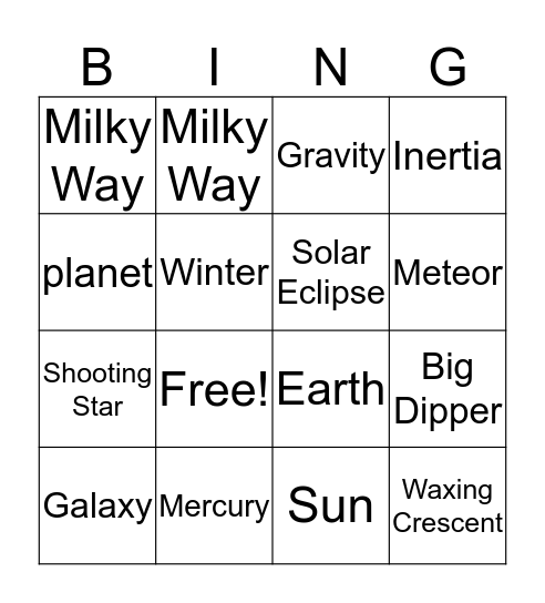 HOME, The Movie Bingo Card