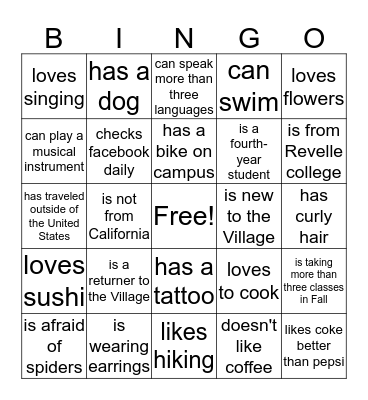 Find someone who  Bingo Card