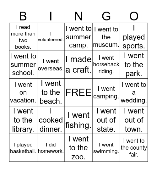 BACK TO SCHOOL Bingo Card