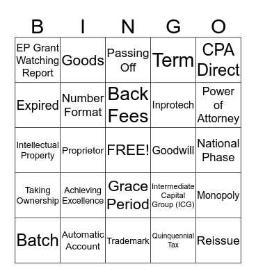 CPAG Bingo Card