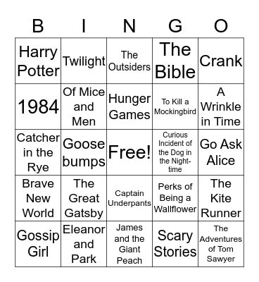 Banned Books Bingo Card