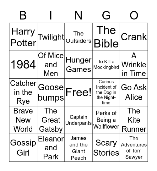 Banned Books Bingo Card