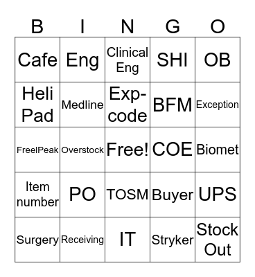 Supply Chain Bingo Card