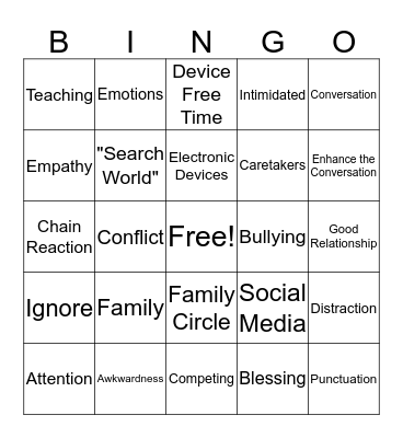 Family  Bingo Card