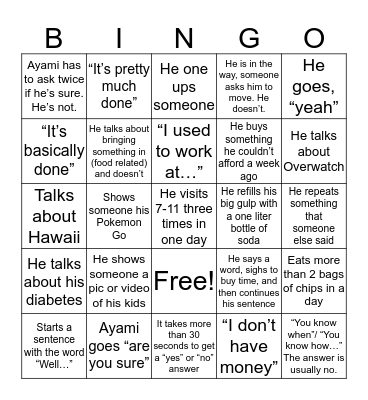 JAMESGO Bingo Card