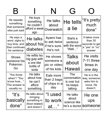 JAMESGO Bingo Card