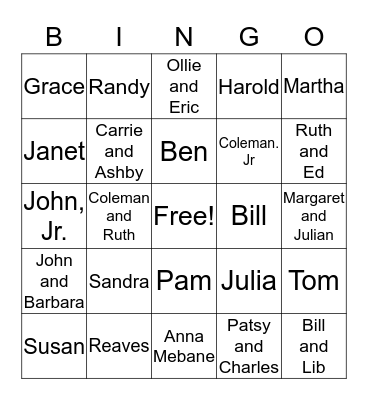 Yeatts Family Bingo Card