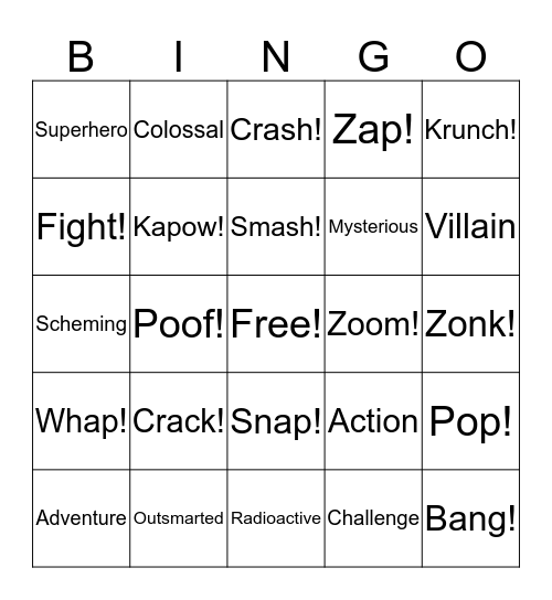 Superhero Bingo! Bingo Card