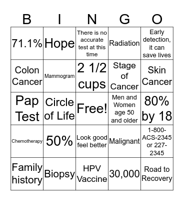 ACS BINGO Card