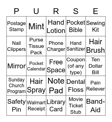 PURSE Bingo Card