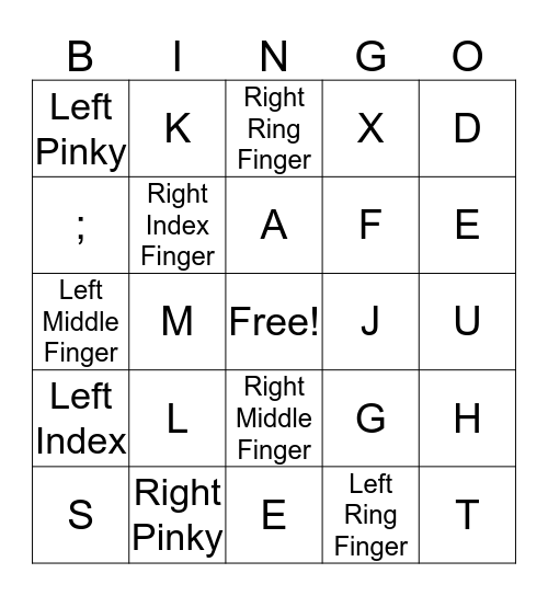 Keyboarding Bingo Board Bingo Card