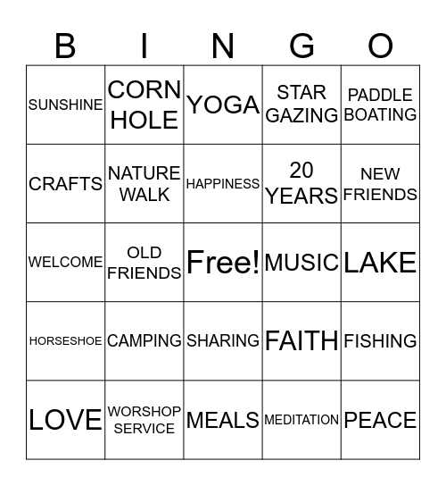 CAMP PHOENIX - 2017 Bingo Card