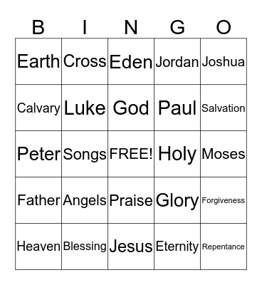 Bible Bingo Card