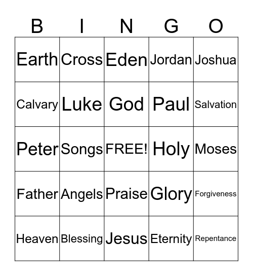 Bible Bingo Card