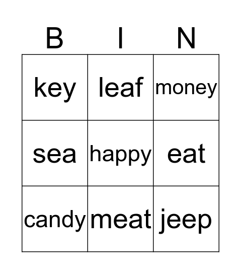 Seed Bingo Card