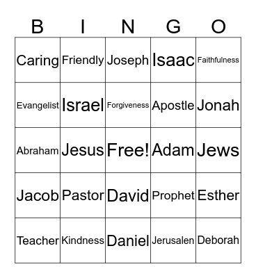 Bible Bingo Card