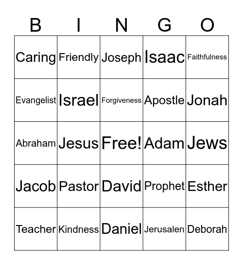 Bible Bingo Card