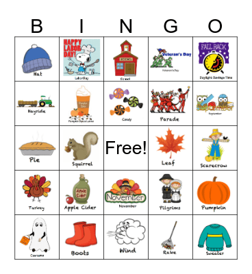 Fall Bingo!  Bingo Card