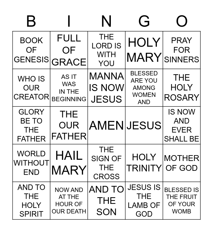 Play CATHOLIC BINGO Online BingoBaker