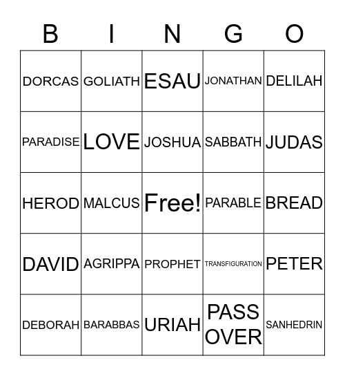 BIBLE BINGO Card