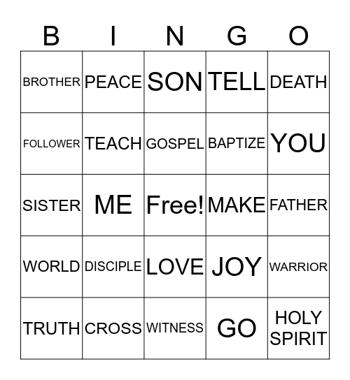 THE GREAT COMMISSION Bingo Card