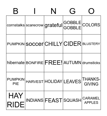 FALL Bingo Card