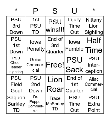 WE ARE.... PENN STATE Bingo Card
