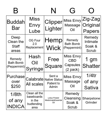 Bingo - Bliss - 26th September 2017 Bingo Card